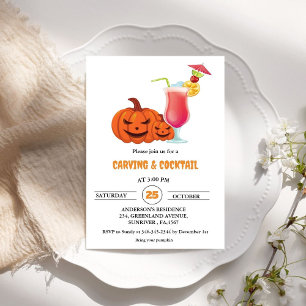 Halloween Cocktails and Carving Adult Party Invitation