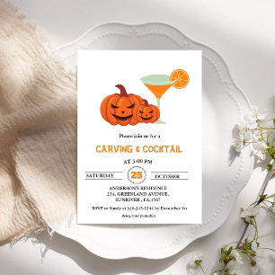 Halloween Cocktails and Carving Adult Party Invitation