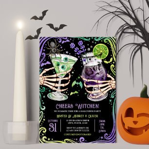 Halloween Cocktails and Costumes Witches Invitation