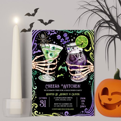 Halloween Cocktails and Costumes Witches  Invitation