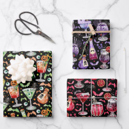 Halloween Cocktails and Potions Wrapping Paper Sheets