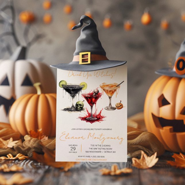 Halloween Cocktails, Drinks, Bachelorette Party Invitation (Creator Uploaded)