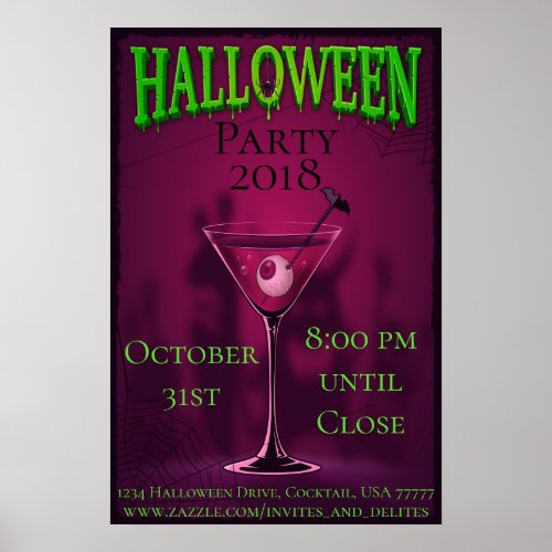 Halloween Cocktails for Party Promotional 16x24 Poster