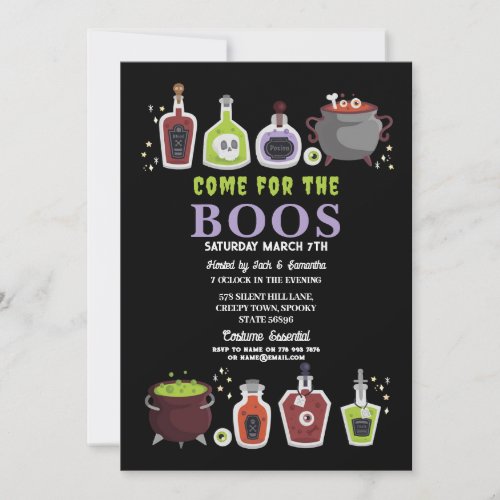Halloween Cocktails Skulls Booze Boos  Invitation