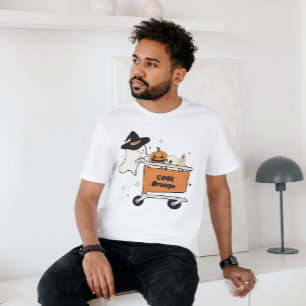 HALLOWEEN CODE ORANGE  GHOST PUSHING SHOPPING CART T-Shirt