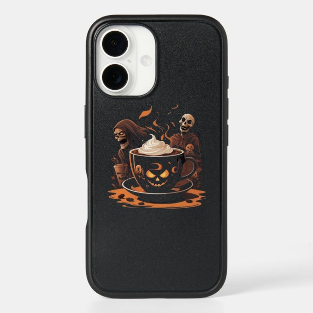 Halloween Coffee Art – Spooky Latte with Skeletons Otterbox iPhone Case (Back)