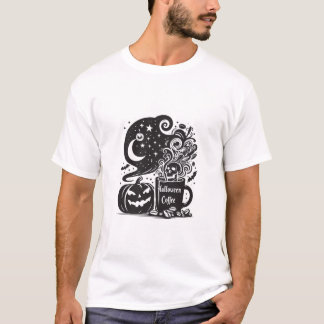 Halloween Coffee Black and White Witchy Brew Coffe T-Shirt