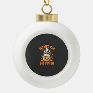 Halloween Coffee Boo Season Ceramic Ball Christmas Ornament