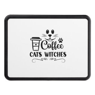 Halloween Coffee Cats Witches Birthday Hitch Cover