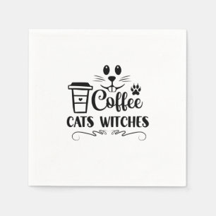 Halloween Coffee Cats Witches Birthday Napkins