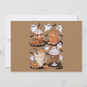 Halloween Coffee Cute Fall Iced Coffee Lover Gift Holiday Card