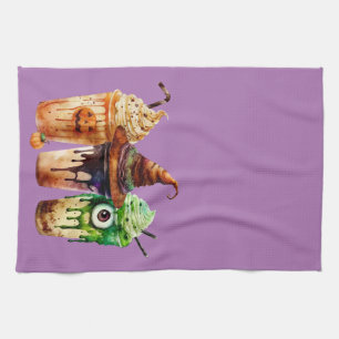 Halloween Coffee Drink Watercolor Trio Kitchen Towel