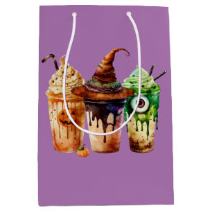 Halloween Coffee Drink Watercolor Trio Medium Gift Bag