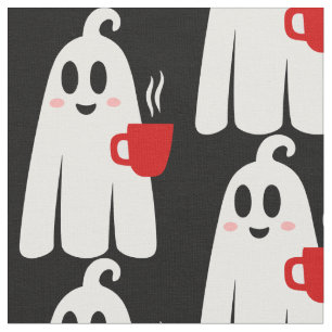 halloween coffee drinking ghost funny fabric