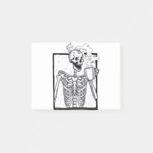 halloween coffee drinking skeleton post-it notes