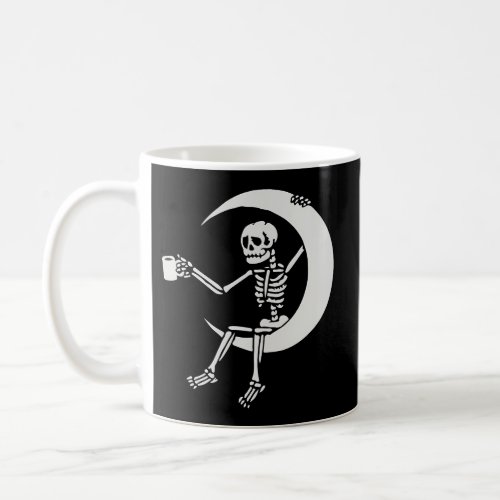 Halloween Coffee Drinking Skeleton Skull Sitting O Coffee Mug