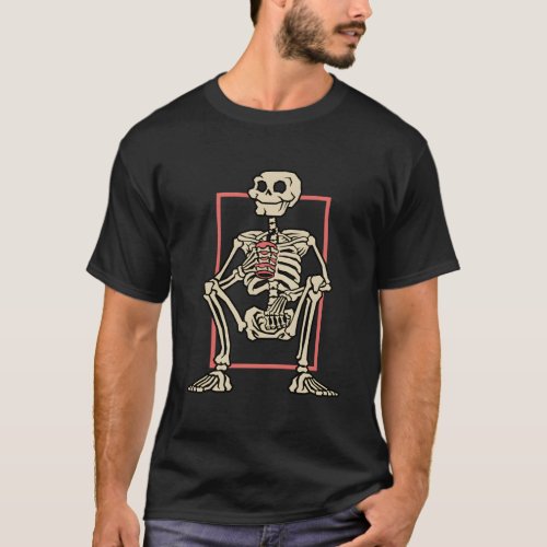 Halloween Coffee_Drinking Skeleton T_Shirt