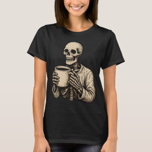 Halloween Coffee Lover T-Shirt - Spooky Skeletons 