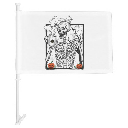 Halloweencoffee skull coffee car flag