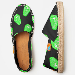 halloween coffin cross grave acid green espadrilles