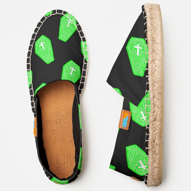 halloween coffin cross grave acid green espadrilles (Side)