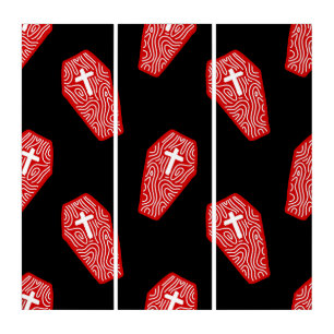 halloween coffin cross grave red triptych