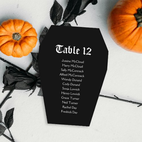 Halloween Coffin Wedding Seating Chart DIY Card