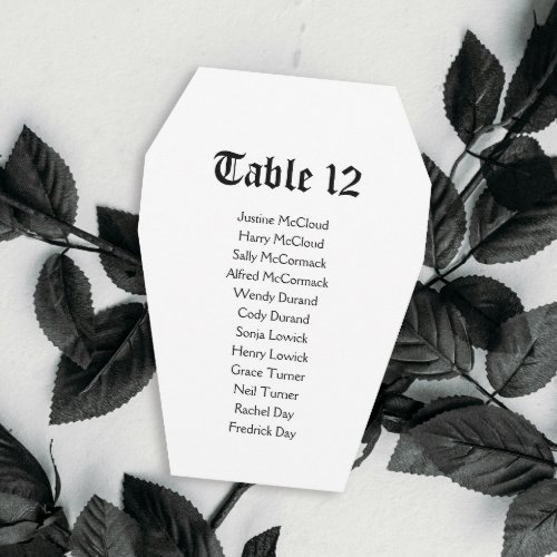 Halloween Coffin Wedding Seating Chart DIY Card