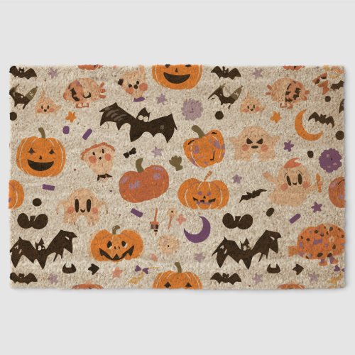 Halloween Coir Doormat - Spooky Pumpkin & Bat  Fiber Doormat