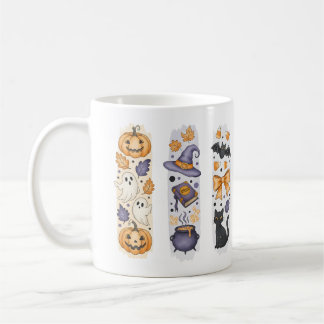 Halloween Collage - Pumpkin, Ghosts, Witch, Cat - Coffee Mug