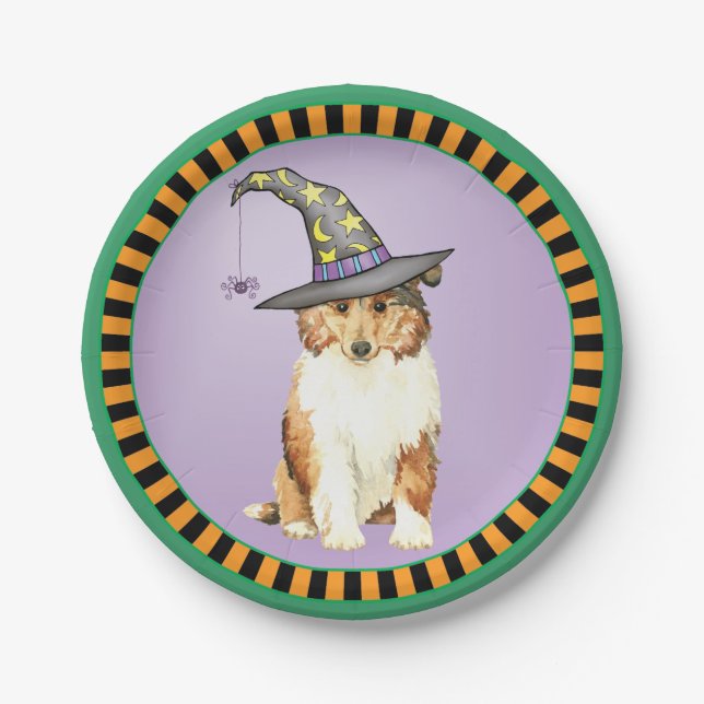 Halloween Collie Paper Plates (Front)