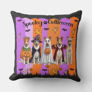 Halloween Collies Throw Pillow