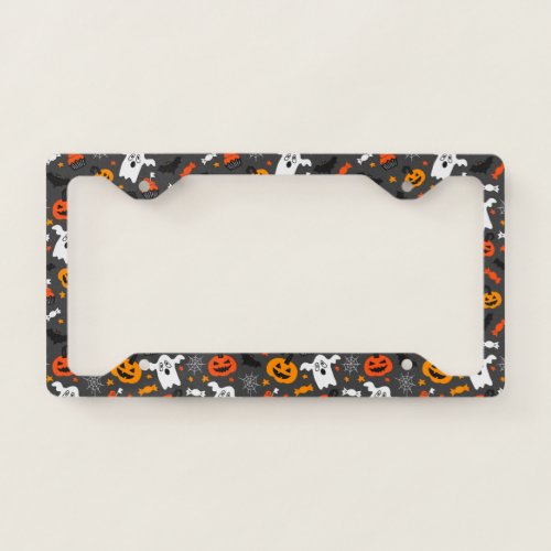 Halloween color symbols pattern license plate frame