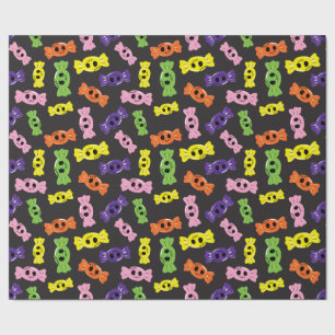 Halloween Colorful Candies Seamless Black Design Wrapping Paper