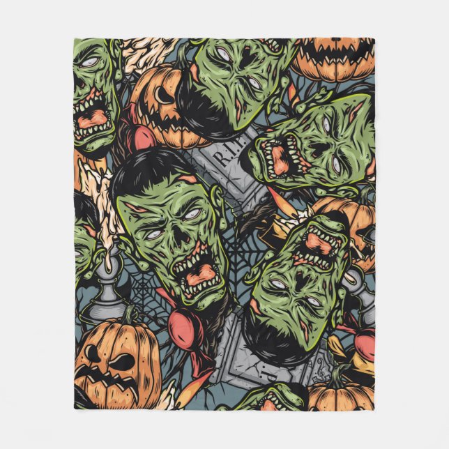 Halloween colorful elements seamless pattern with  fleece blanket (Front)