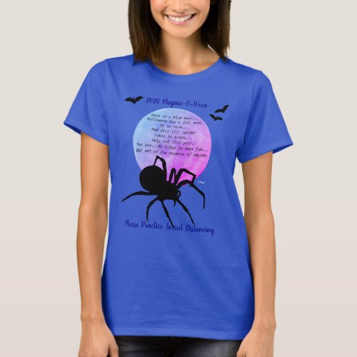 Halloween Colorful Full Moon _ Spide on Blue Basic T_Shirt