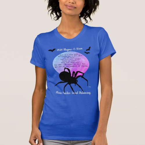 Halloween Colorful Full Moon _ Spider  Royal Blue T_Shirt