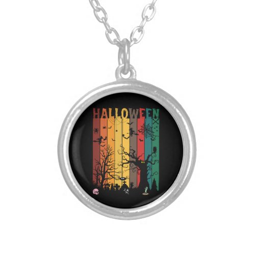 Halloween Colorful Night Silver Plated Necklace