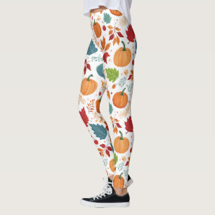 Halloween Colorful Pumpkins and leaves Leggings