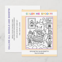 Halloween Coloring Invitation for Teens and Adults