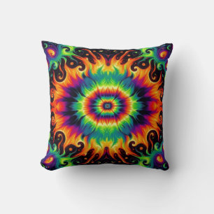 Halloween Colors Ovel Tie-Dye Throw Pillow