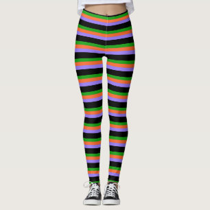 Halloween Colors Striped Leggings
