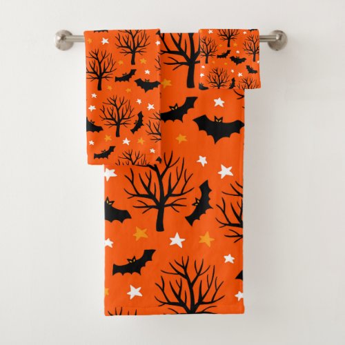 Halloween colors symbols pattern Bath Towel Set