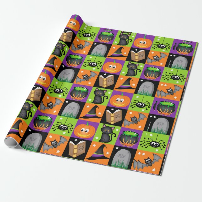 Halloween Colors Wrapping Paper (Unrolled)