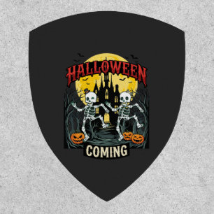 Halloween Coming Dancing Skeletons Castle Pumpkins Patch