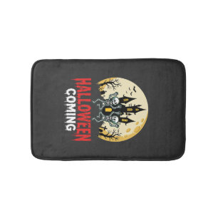 Halloween Coming Dancing Skeletons Haunted Castle Bath Mat