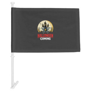 Halloween Coming Dancing Skeletons Haunted Castle Car Flag