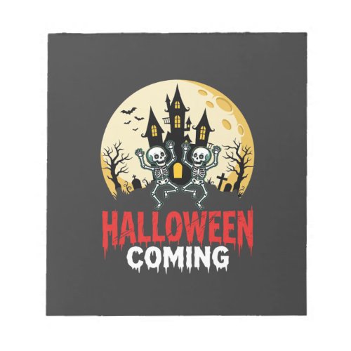 Halloween Coming Dancing Skeletons Haunted Castle  Notepad