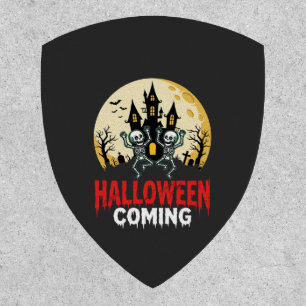 Halloween Coming Dancing Skeletons Haunted Castle Patch