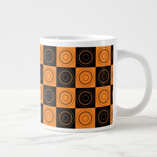 Halloween Concentric Orange and Black Polka Dots Giant Coffee Mug